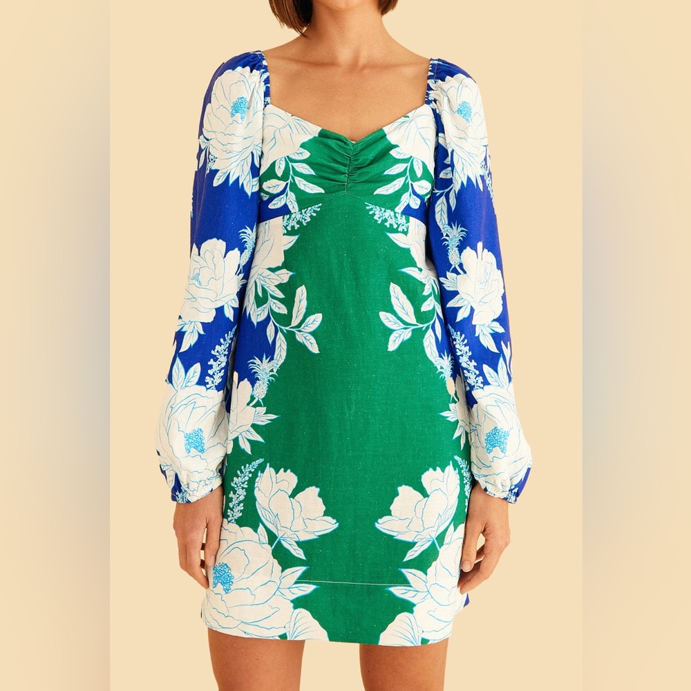 NWT FARM Rio Soft Garden Mini Dress Soft Garden Blue